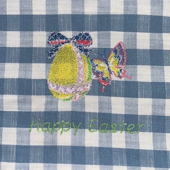 Set (4) Custom Easter 14” by 19” Cotton Easter Blue Gingham Placemats - Picture 4 of 8